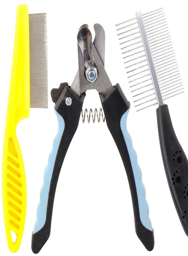 مقص أظافر احترافي للكلاب، أداة للعناية بالحيوانات الأليفة مع واقي أمان، مقبض مريح، شفرة من الفولاذ المقاوم للصدأ للكلاب (عبوة من 3 قطع) - Image 1